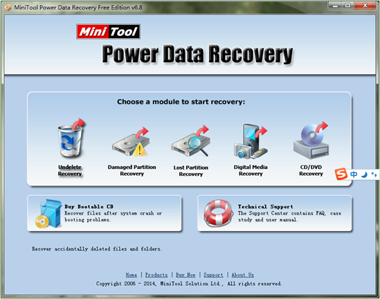 Main-interface-of-MiniTool-hard-disk-recovery-software