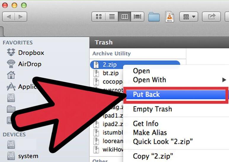 how to restore files from trash mac os x