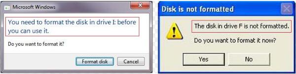 floppy disk error not formatted